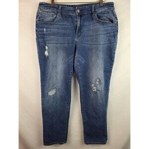 Chico's Jeans Size 2.5 Women's 14 Platinum Boyfriend Distressed Denim Pants
